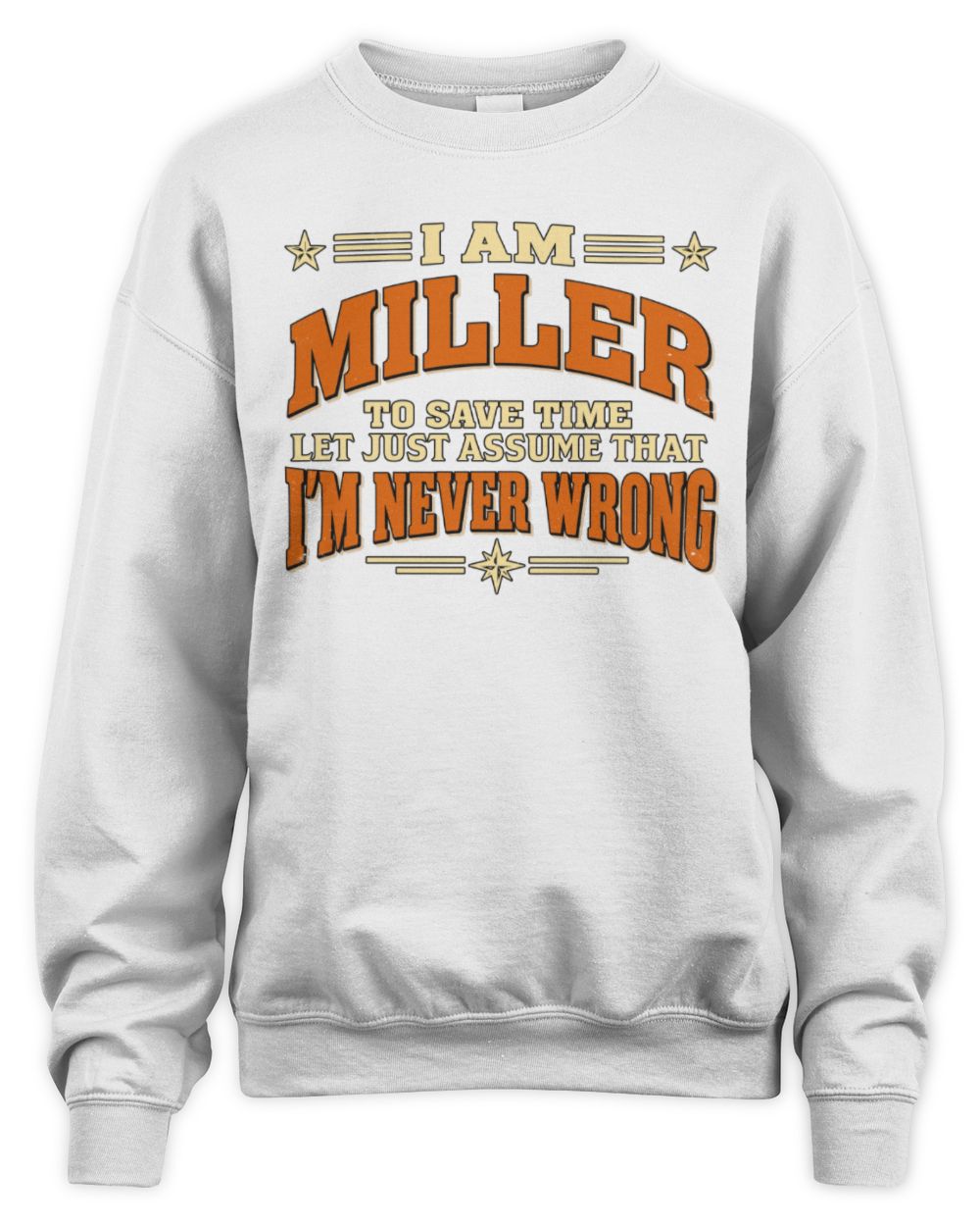 I'm Name Let's Just Assume I'm Never Wrong Retro Shirt MILLER M1-64 / Unisex Sweatshirt / white