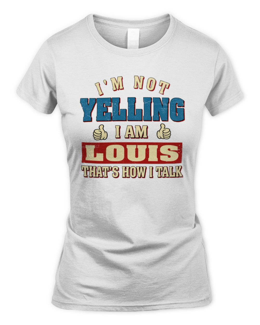 I'm Not Yelling I'm Name That's How I Talk Shirt LOUIS M1-67 / Women's Standard T-Shirt / white