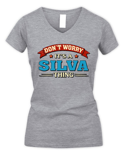 Don't Worry It's a Your Name Thing Funny Retro T-Shirt SILVA M1-57 / Women's V-Neck T-Shirt / sport grey