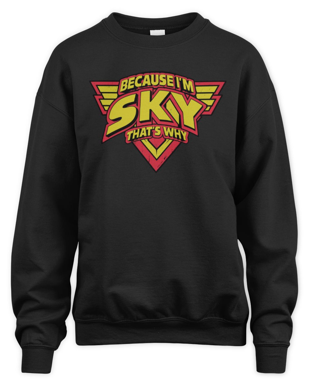 Because I'm Name That's Why Red and Yellow Logo Graphic T-Shirt SKY M1-75 / Unisex Sweatshirt / black