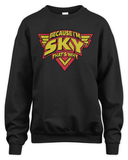 Because I'm Name That's Why Red and Yellow Logo Graphic T-Shirt SKY M1-75 / Unisex Sweatshirt / black