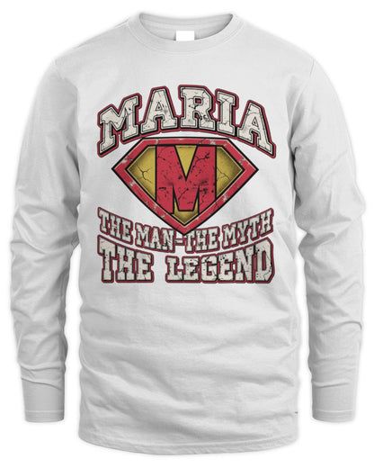 The Man The Myth The Legend Superman Graphic T-Shirt MARIA M1-74 / Men's Long Sleeved T-Shirt / white