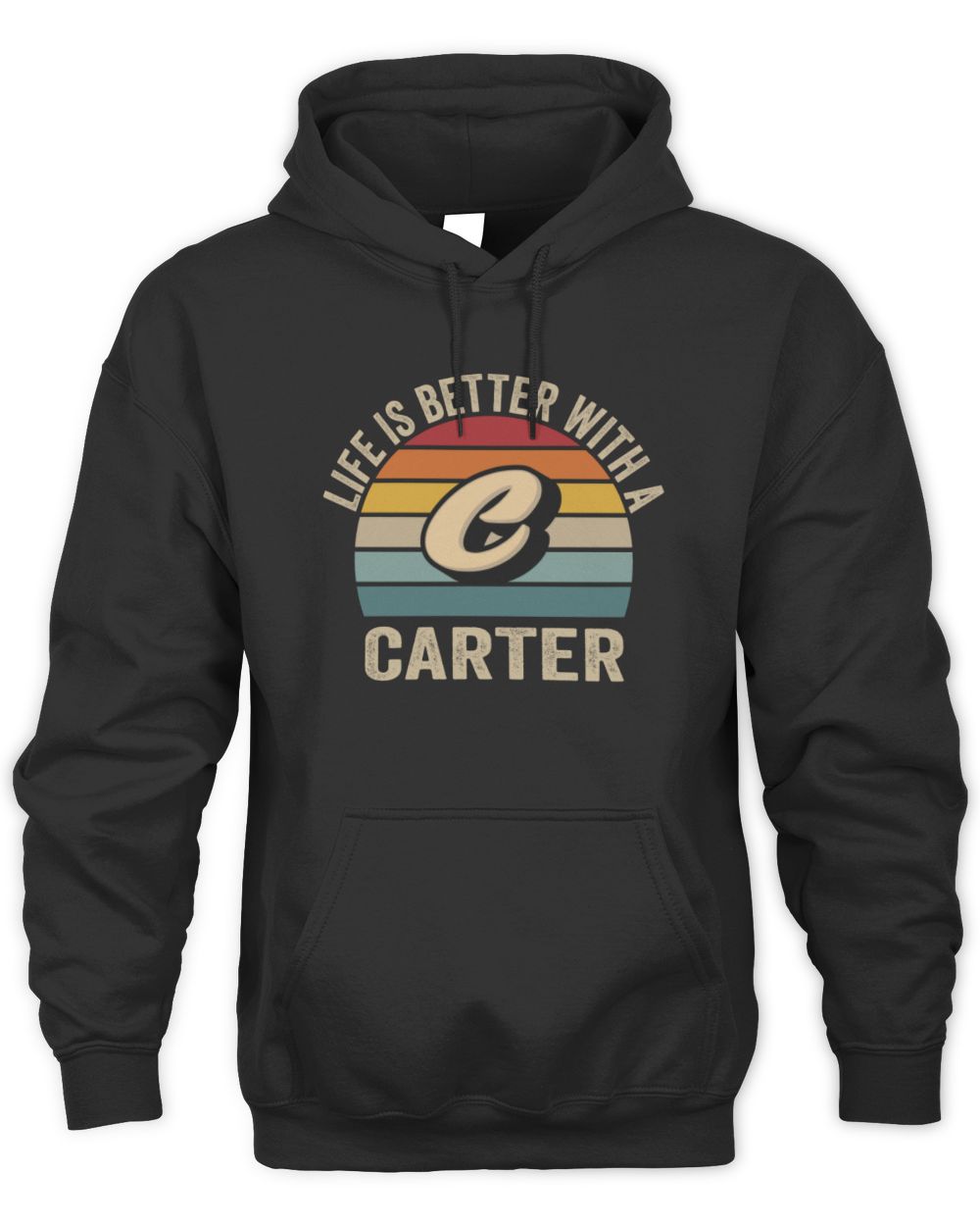 Life Is Better with Name Vintage Sun Shirt CARTER M1-50 / Unisex Hoodie / black
