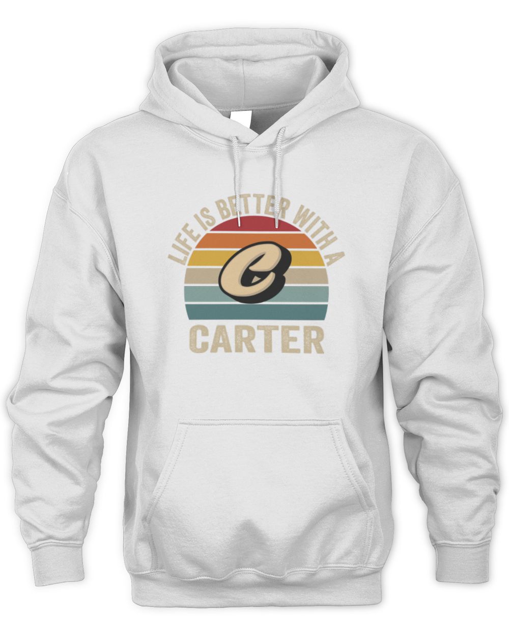Life Is Better with Name Vintage Sun Shirt CARTER M1-50 / Unisex Hoodie / white