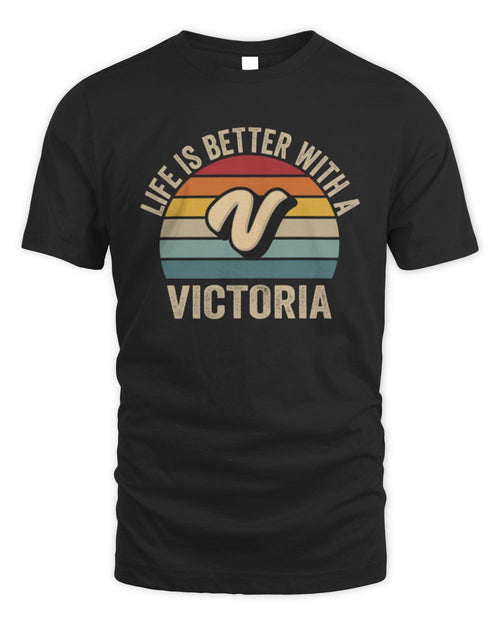 Life Is Better with Name Vintage Sun Shirt VICTORIA M1-50 / Unisex Standard T-Shirt / black