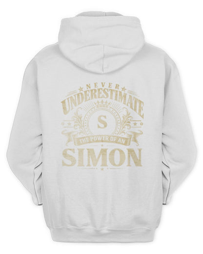 Never Underestimate Your Name Luxury Logo Shirt SIMON M1-63 / Unisex Hoodie / white