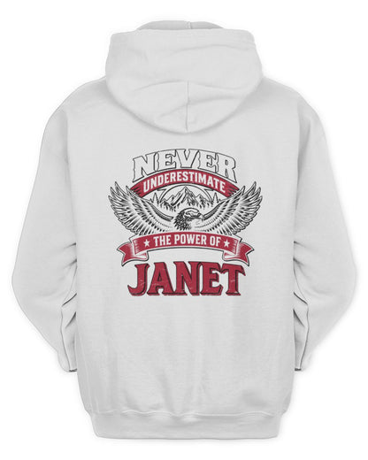 Never Underestimate Your Name Eagle Mountain Shirt JANET M1-61 / Unisex Hoodie / white