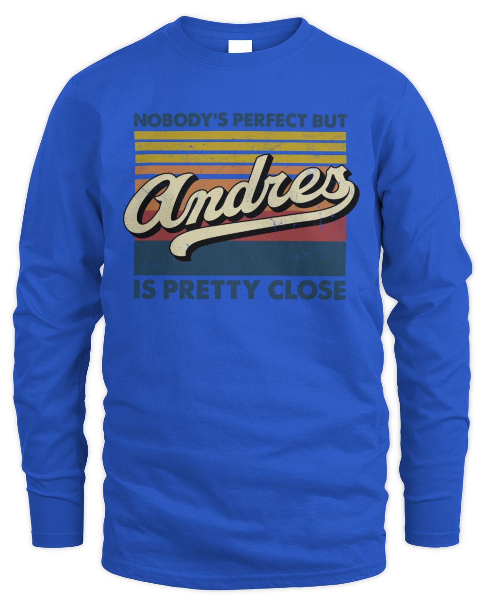 Nobody's Perfect But Your Name Is Pretty Close Retro Shirt ANDRES M1-65 / Men's Long Sleeved T-Shirt / royal