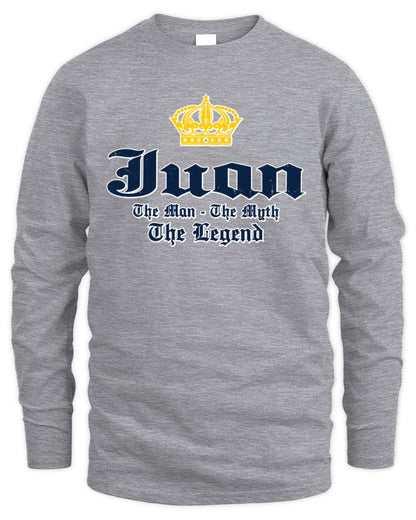 The Man The Myth The Legend Corona Beer T-Shirt JUAN M1-S83 / Men's Long Sleeved T-Shirt / sport grey