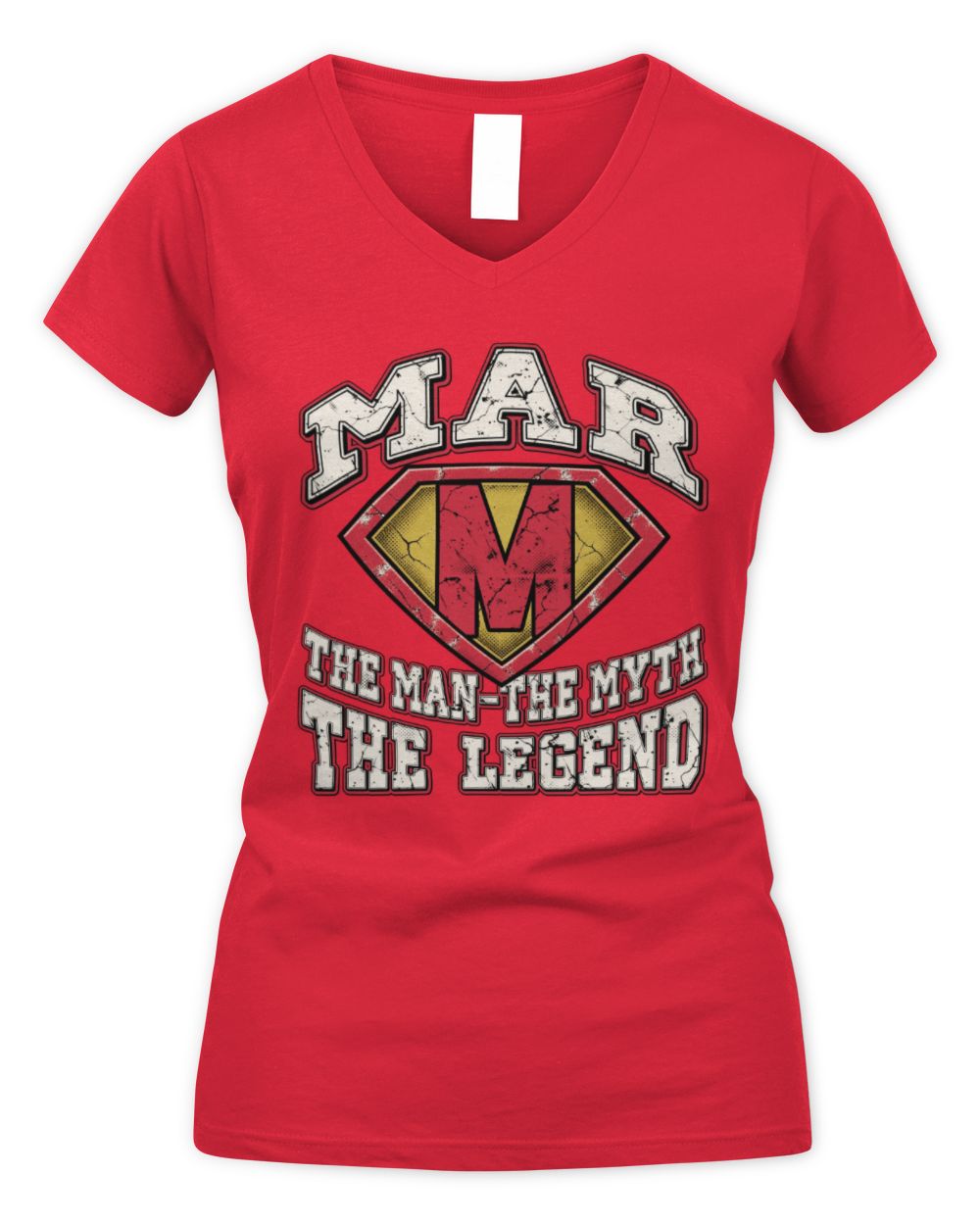 The Man The Myth The Legend Superman Graphic T-Shirt MAR M1-74 / Women's V-Neck T-Shirt / red