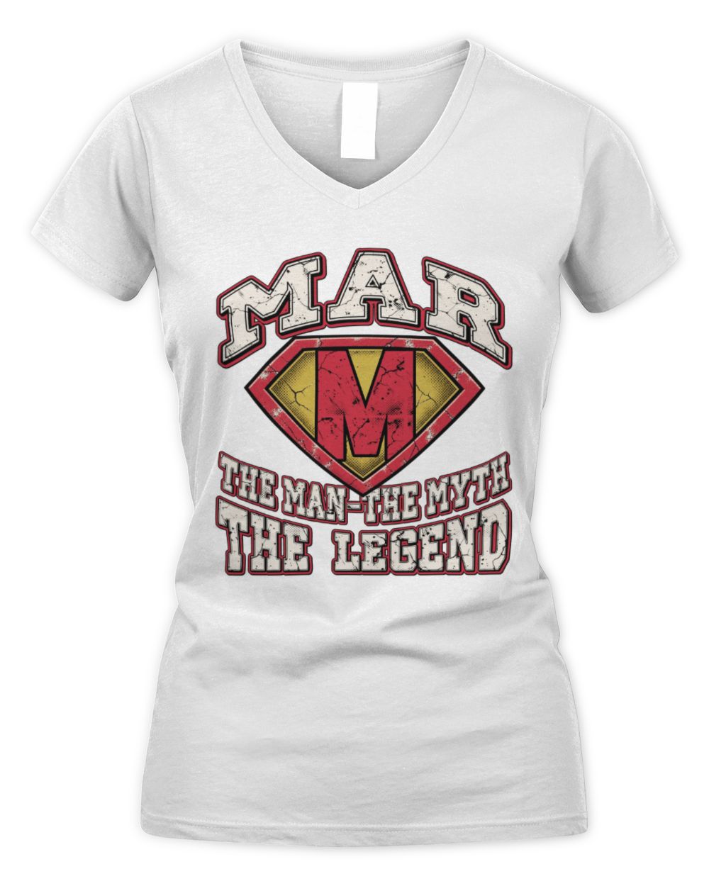 The Man The Myth The Legend Superman Graphic T-Shirt MAR M1-74 / Women's V-Neck T-Shirt / white