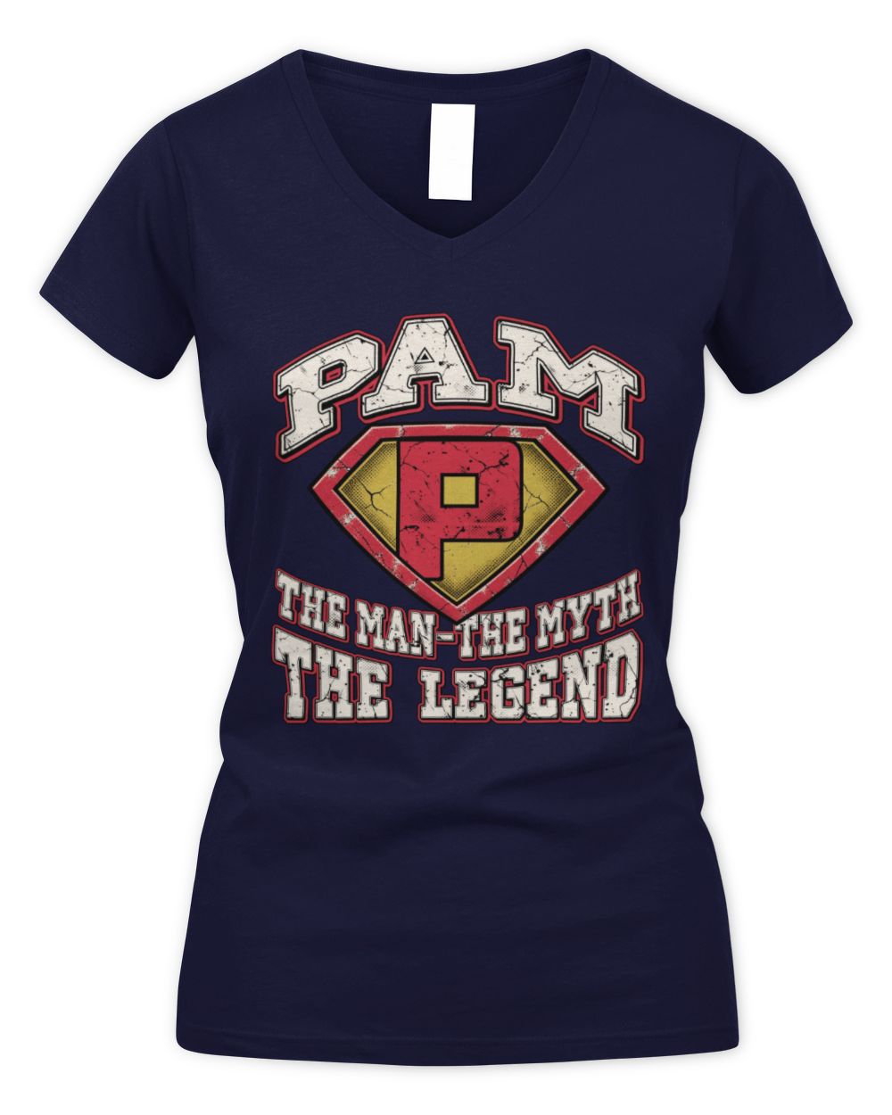 The Man The Myth The Legend Superman Graphic T-Shirt PAM M1-74 / Women's V-Neck T-Shirt / navy