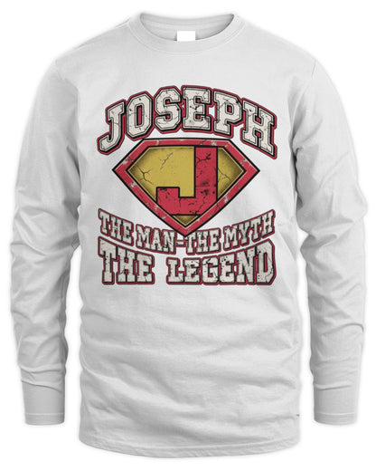 The Man The Myth The Legend Superman Graphic T-Shirt JOSEPH M1-74 / Men's Long Sleeved T-Shirt / white
