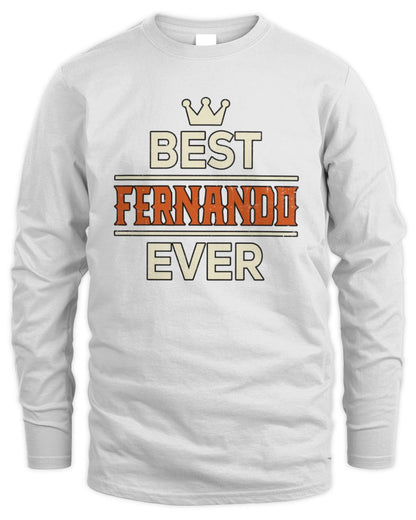 Best Your Name With Crown Shirt FERNANDO M1-59 / Men's Long Sleeved T-Shirt / white