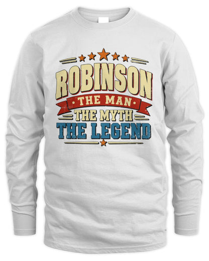 The Man The Myth The Legend Ribbon Vintage T-Shirt ROBINSON M1-56 / Men's Long Sleeved T-Shirt / white