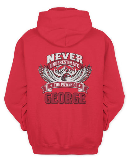 Never Underestimate Your Name Eagle Mountain Shirt GEORGE M1-61 / Unisex Hoodie / red