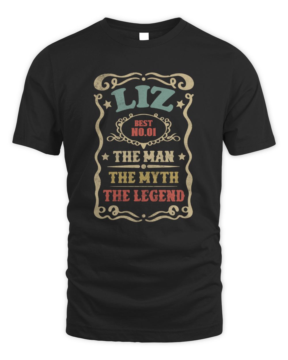 The Man The Myth The Legend Vintage Gold Wine Shirt LIZ M1-52 / Unisex Standard T-Shirt / black