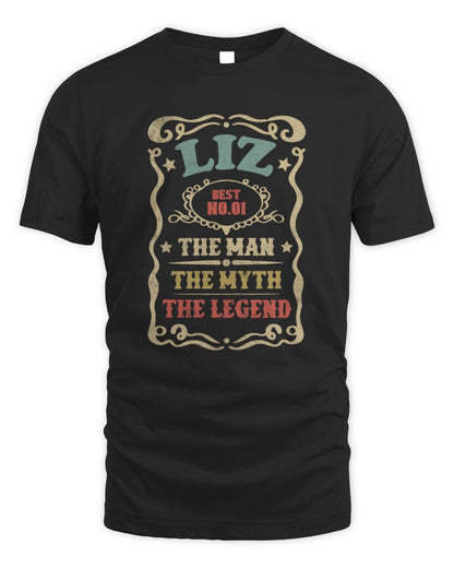 The Man The Myth The Legend Vintage Gold Wine Shirt LIZ M1-52 / Unisex Standard T-Shirt / black