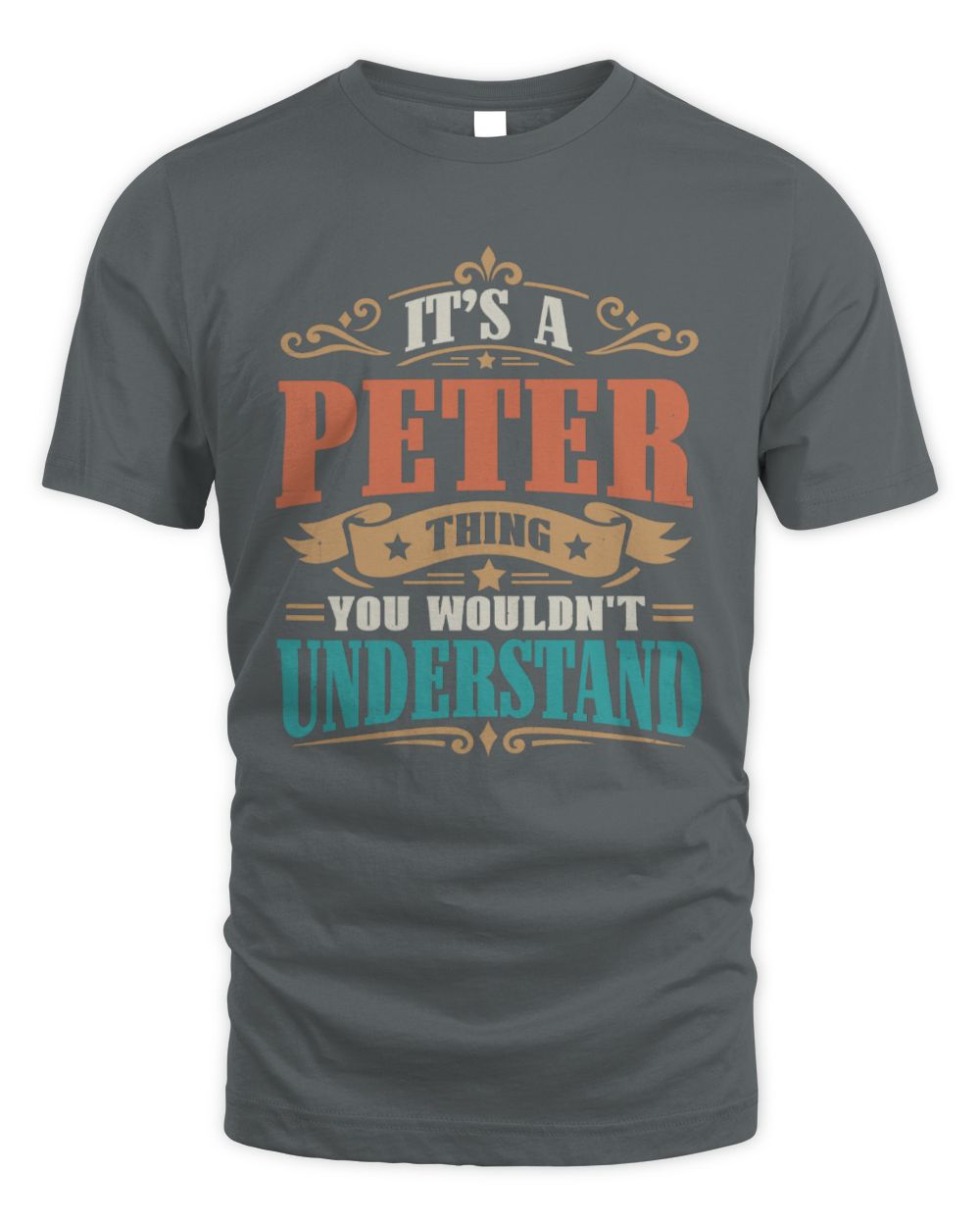 It’s a Name Thing Personalized Retro T-Shirt PETER M1-47 / Unisex Standard T-Shirt / charcoal