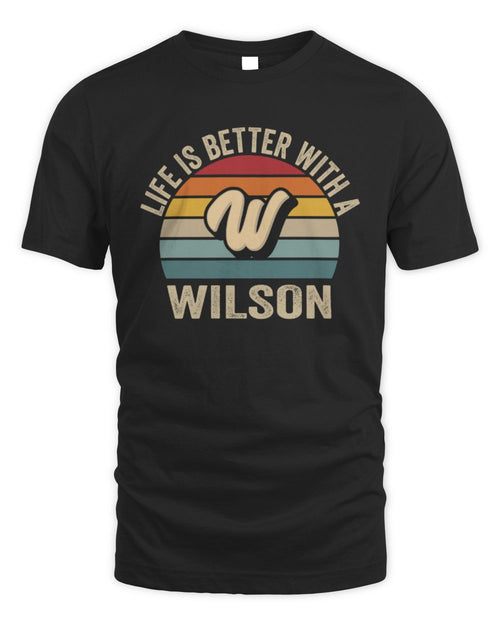 Life Is Better with Name Vintage Sun Shirt WILSON M1-50 / Unisex Standard T-Shirt / black