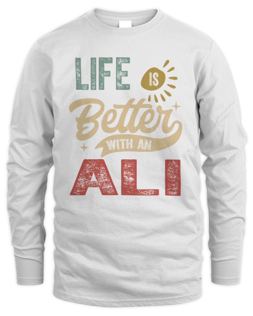 Life Is Better With a Name Personalized Retro T-Shirt ALI-48 / Men's Long Sleeved T-Shirt / white
