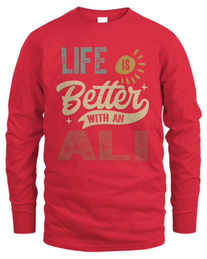 Life Is Better With a Name Personalized Retro T-Shirt ALI-48 / Men's Long Sleeved T-Shirt / red