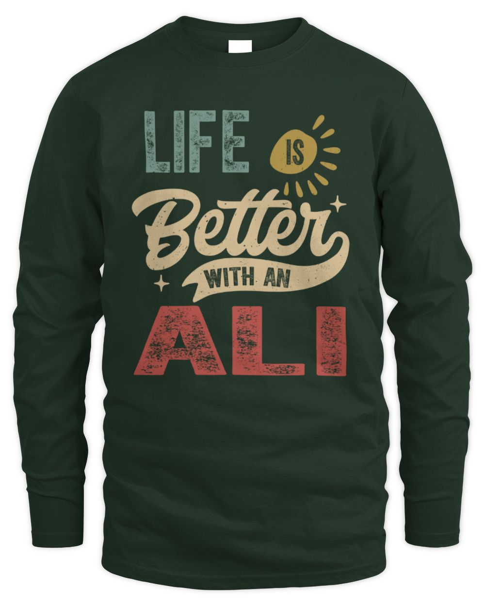Life Is Better With a Name Personalized Retro T-Shirt ALI-48 / Men's Long Sleeved T-Shirt / forest green