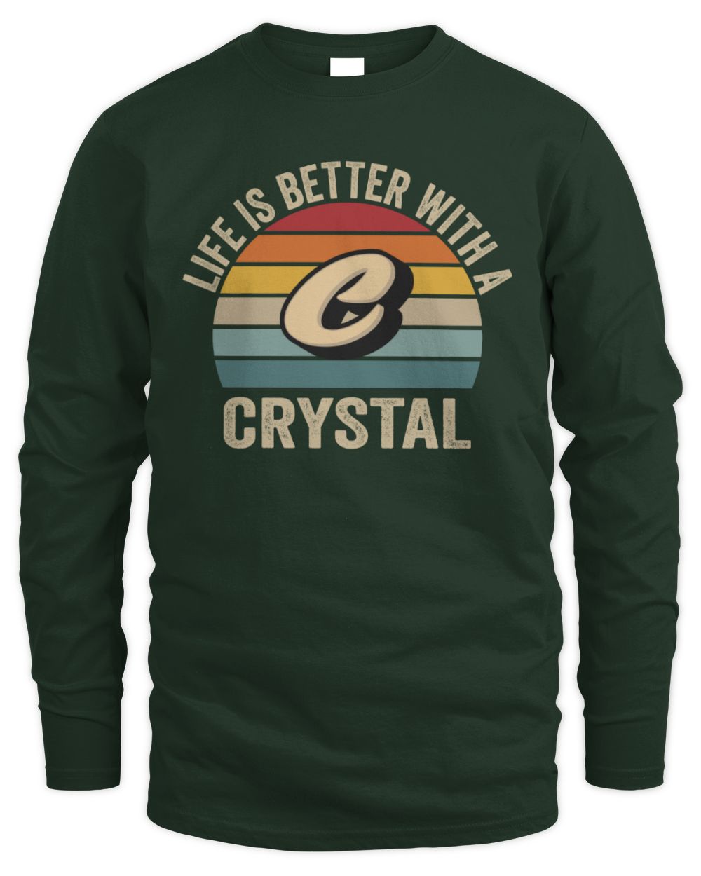 Life Is Better with Name Vintage Sun Shirt CRYSTAL M1-50 / Men's Long Sleeved T-Shirt / forest green