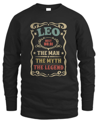 The Man The Myth The Legend Vintage Gold Wine Shirt LEO M1-52 / Men's Long Sleeved T-Shirt / black