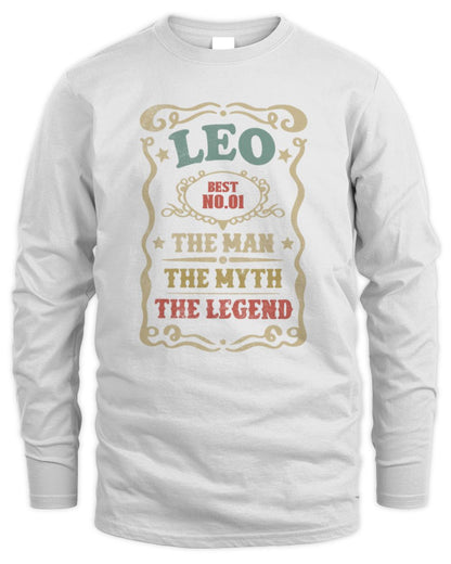 The Man The Myth The Legend Vintage Gold Wine Shirt LEO M1-52 / Men's Long Sleeved T-Shirt / white