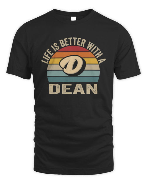 Life Is Better with Name Vintage Sun Shirt DEAN M1-50 / Unisex Standard T-Shirt / black