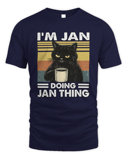 I'm Name Doing Name Thing Grumpy Black Cat Shirt JAN M1-79 / Unisex Standard T-Shirt / navy