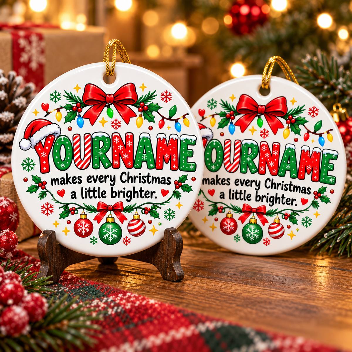 Makes Every Christmas A Little Brighter - Personalized Ceramic Ornament