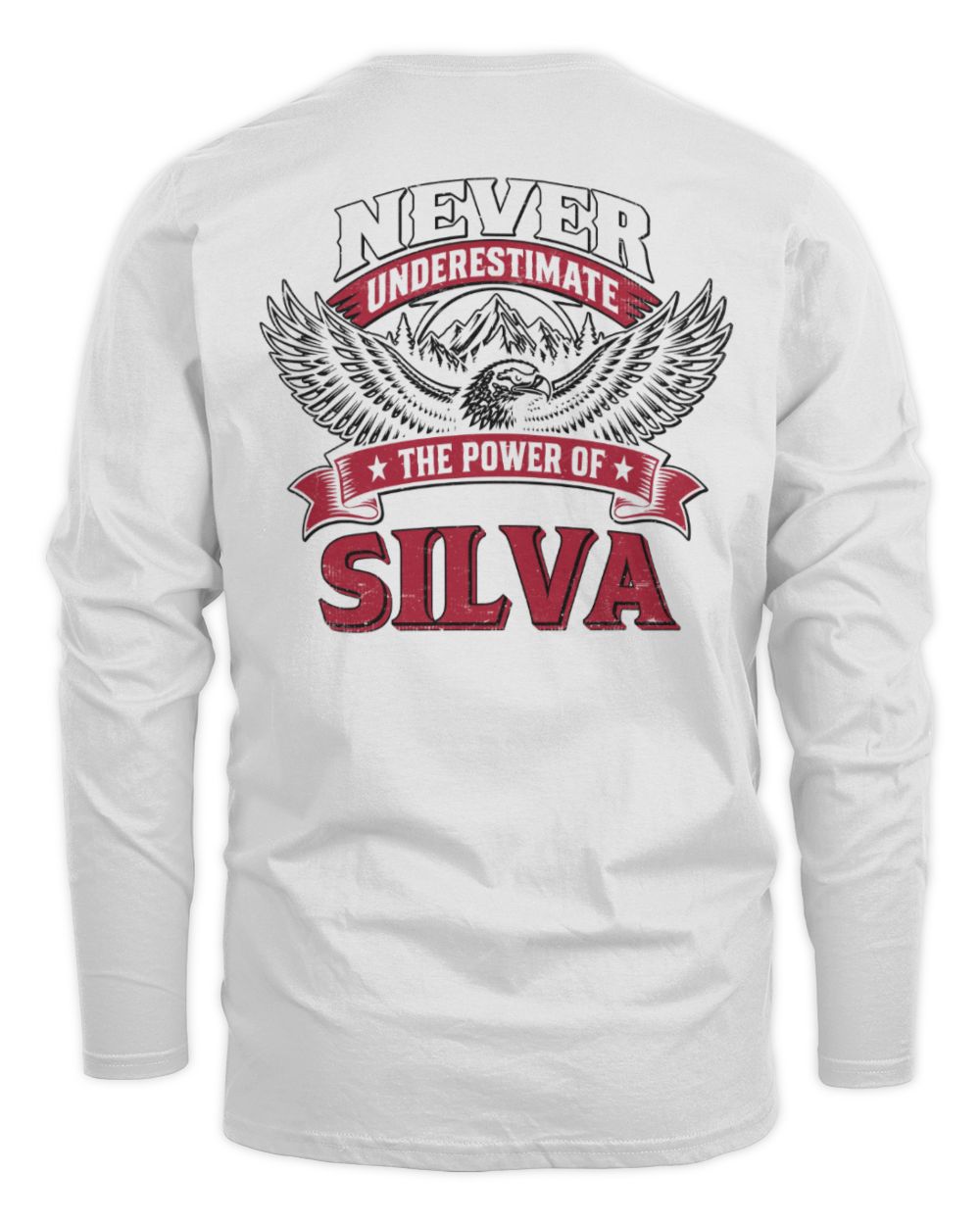 Never Underestimate Your Name Eagle Mountain Shirt SILVA M1-61 / Men's Long Sleeved T-Shirt / white