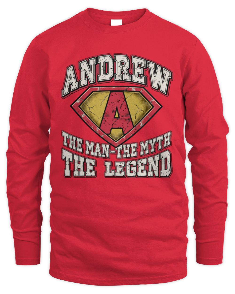 The Man The Myth The Legend Superman Graphic T-Shirt ANDREW M1-74 / Men's Long Sleeved T-Shirt / red