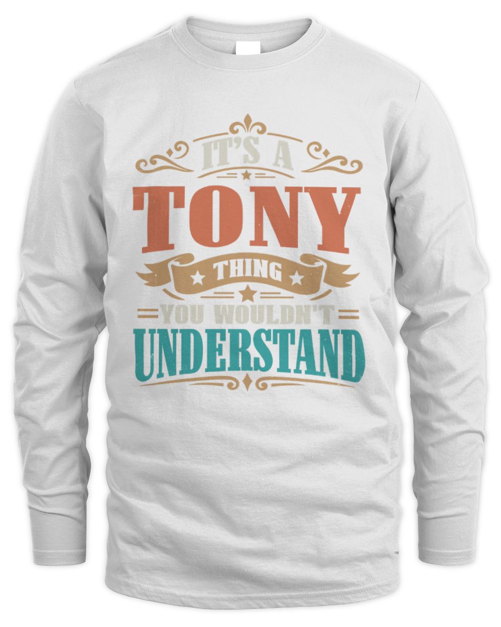It’s a Name Thing Personalized Retro T-Shirt TONY M1-47 / Men's Long Sleeved T-Shirt / white