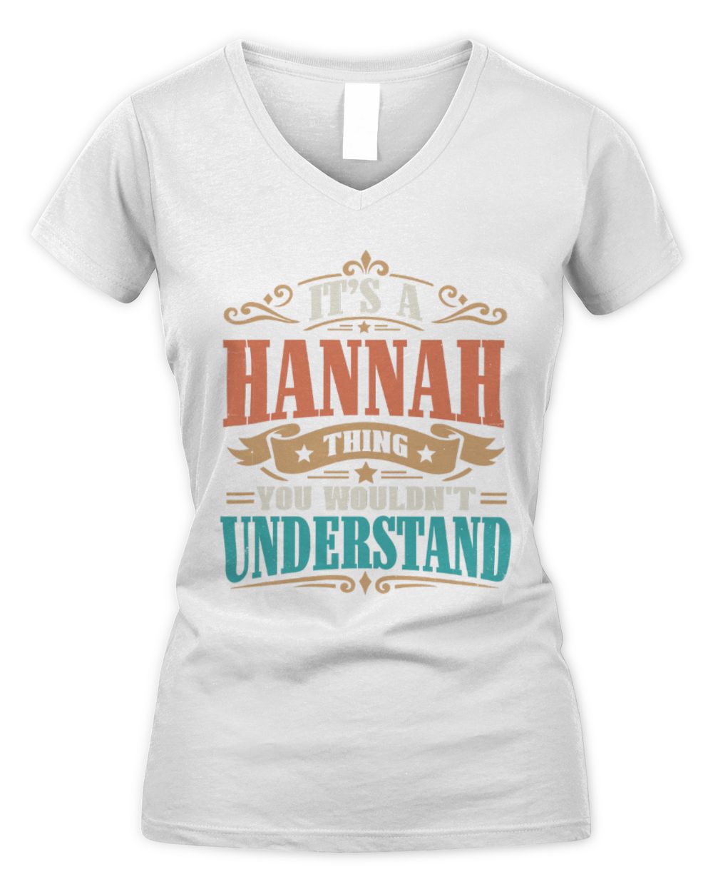 It’s a Name Thing Personalized Retro T-Shirt HANNAH M1-47 / Women's V-Neck T-Shirt / white