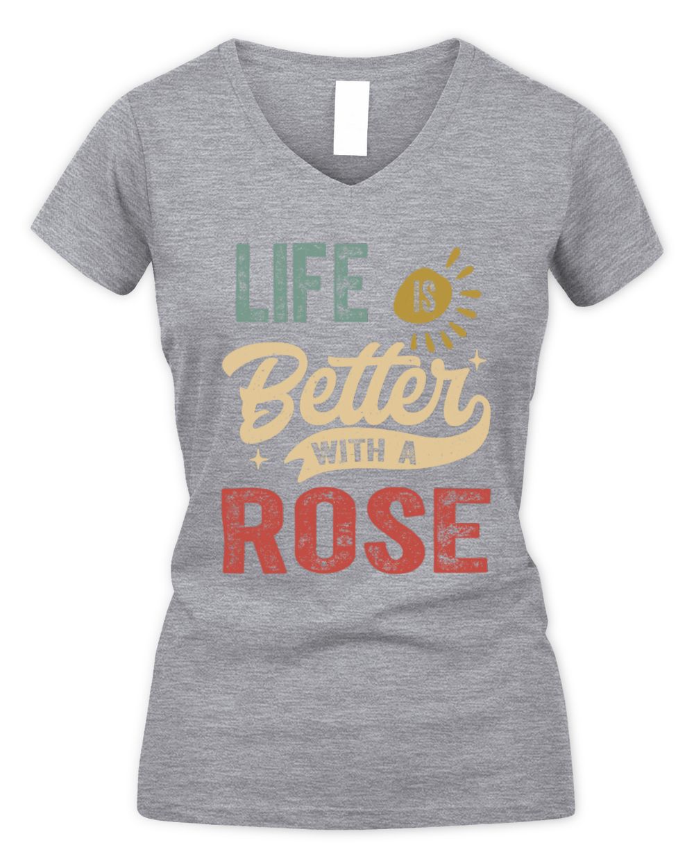 Life Is Better With a Name Personalized Retro T-Shirt ROSE-48 / Women's V-Neck T-Shirt / sport grey