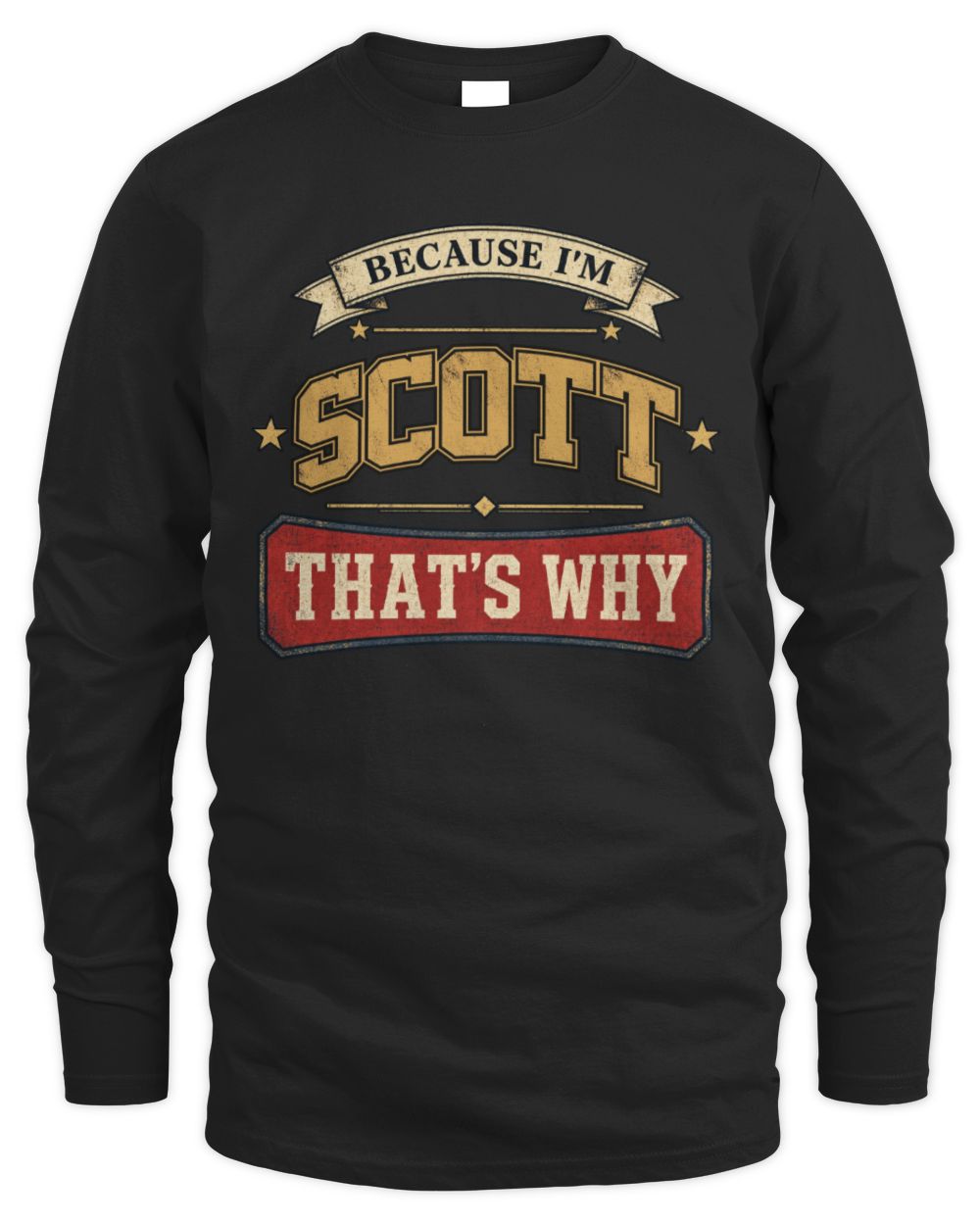 Because I'm Name That's Why Americana T-Shirt SCOTT M1-S88 / Men's Long Sleeved T-Shirt / black