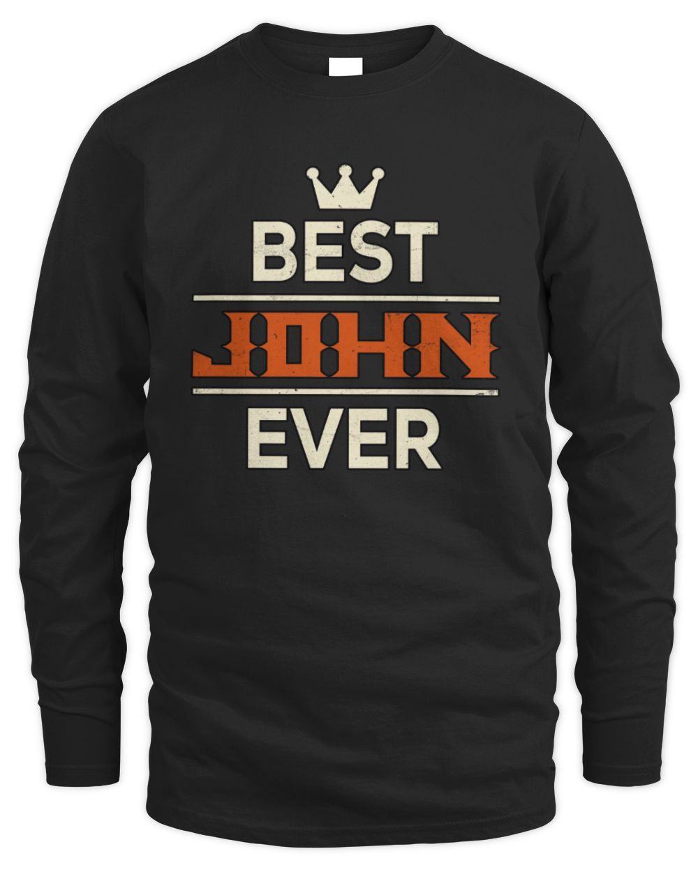 Best Your Name With Crown Shirt JOHN M1-59 / Men's Long Sleeved T-Shirt / black