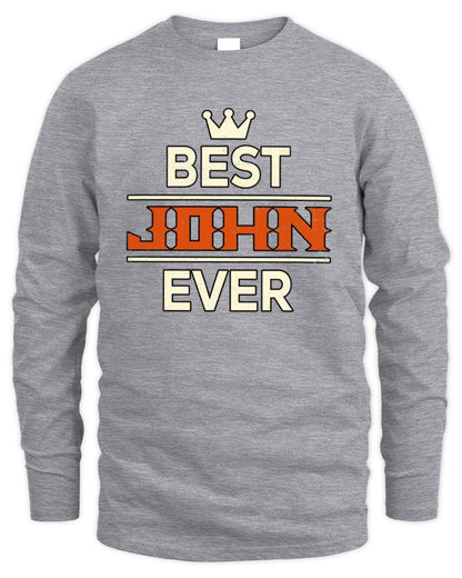 Best Your Name With Crown Shirt JOHN M1-59 / Men's Long Sleeved T-Shirt / sport grey