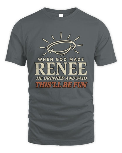 When God Made Your Name Funny Western T-Shirt T-Shirt RENEE M1-S82 / Unisex Standard T-Shirt / charcoal