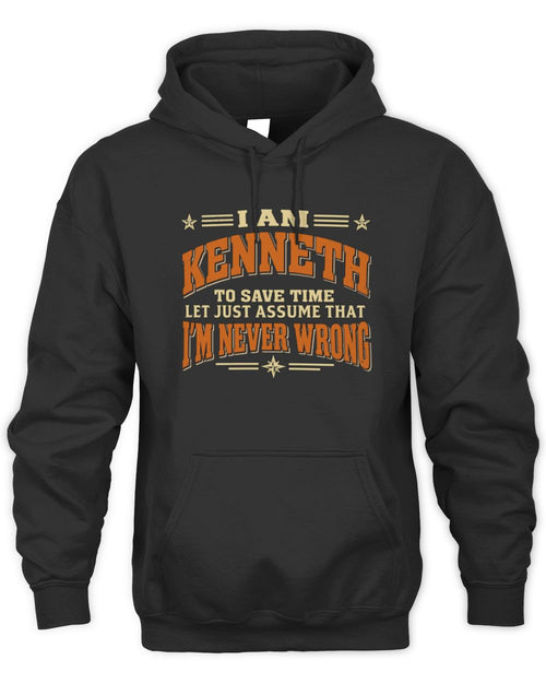 I'm Name Let's Just Assume I'm Never Wrong Retro Shirt KENNETH M1-64 / Unisex Hoodie / black