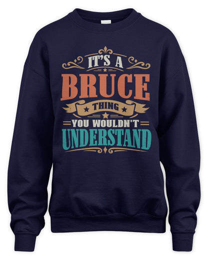It’s a Name Thing Personalized Retro T-Shirt BRUCE M1-47 / Unisex Sweatshirt / navy