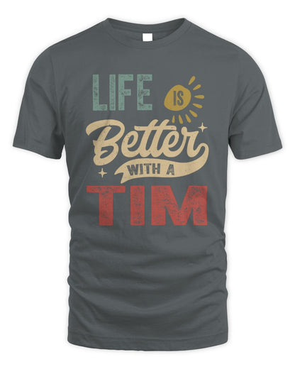 Life Is Better With a Name Personalized Retro T-Shirt TIM-48 / Unisex Standard T-Shirt / charcoal