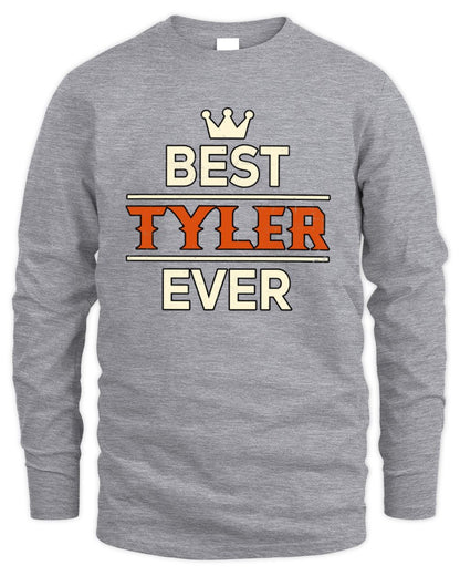 Best Your Name With Crown Shirt TYLER M1-59 / Men's Long Sleeved T-Shirt / sport grey