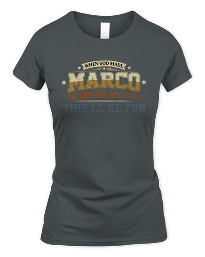 When God Made Your Name Funny Heritage T-Shirt MARCO M1-80 / Women's Standard T-Shirt / charcoal