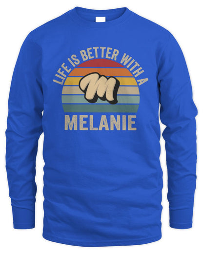 Life Is Better with Name Vintage Sun Shirt MELANIE M1-50 / Men's Long Sleeved T-Shirt / royal
