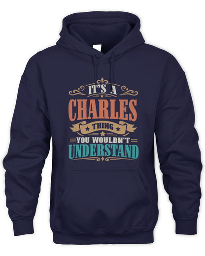 It’s a Name Thing Personalized Retro T-Shirt CHARLES M1-47 / Unisex Hoodie / navy