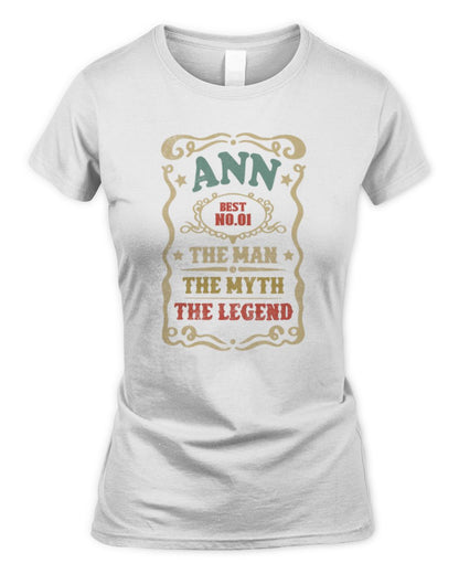 The Man The Myth The Legend Vintage Gold Wine Shirt ANN M1-52 / Women's Standard T-Shirt / white